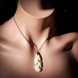 Natural Carved Maori Bone Carving Pendant Necklace - Sea Waves