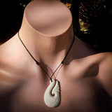 Natural Carved Maori Bone Carving Pendant Necklace - Hook With Wing