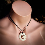 Manaia Koru Hook Bone Carving Pendant Necklace - NZ Maori Inspired