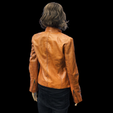 50% OFF SALE. Bronze Ridge - Womens REAL Genuine Leather Jacket - Tan Classic Cut