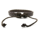Brown Leather Woven Adjustable Bracelet