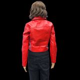 50% OFF SALE. Cherry Blaze - Womens REAL Genuine Leather Jacket - Red Side Zip