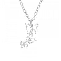 Childrens 925 Solid Sterling Silver Butterflies Necklace