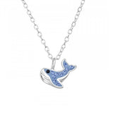 Childrens 925 Solid Sterling Silver CZ Whale Necklace