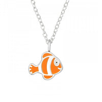 Childrens 925 Solid Sterling Silver Clownfish Necklace