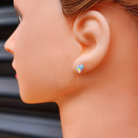 925 Sterling Silver Colorful Diamond Shape Stud Earrings