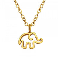 Childrens 925 Solid Sterling Silver Gold Elephant Necklace