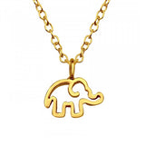 Childrens 925 Solid Sterling Silver Gold Elephant Necklace