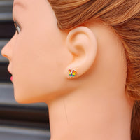 925 Sterling Silver Rainbow Butterfly Stud Earrings