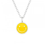 Childrens 925 Solid Sterling Silver Smiley Face Necklace