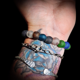 Chunky Sea Glass Bead Elastic Bracelet