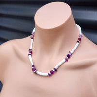 White Coconut & Natural Amethyst Surfer Choker Necklace