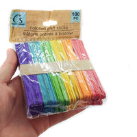 100x Colored Wooden Popsicle Sticks