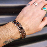 Handmade Copper Wire Wrap & Natural Black Onyx Cuff Bracelet