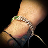 Nephrite Jade / Greenstone Cylinder Macrame Bracelet (TAN)
