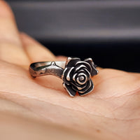 Size Q, T - Dark Stainless Steel Rose Ring