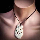 Double Manaia Bone Carving Pendant Necklace - NZ Maori Inspired