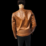 Dune Rider - Mens REAL Genuine Leather Jacket - Tan Ribbed