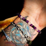 Elastic Gemstone Bracelet - Cherry Amber, Amethyst, Rose Quartz