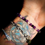 Elastic Gemstone Bracelet - Cherry Amber, Amethyst, Rose Quartz