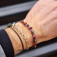 Electroformed Copper & Natural Raw Aquamarine with Raw Pink Tourmaline Bracelet