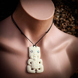 Etched Hei Tiki Bone Carving Pendant Necklace