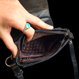 Genuine Leather Clutch Handbag - Black Crocodile