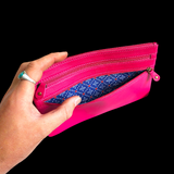 Genuine Leather Clutch Purse - Pink