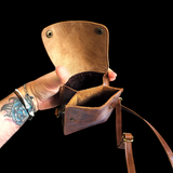 Genuine Leather Vertical Gypsy Shoulder Bag - Vintage Brown