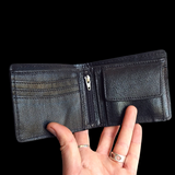 Genuine Leather Hand Tooled Wallet - Brown Turquoise