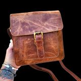 Genuine Leather Shoulder Bag - Vintage Brown