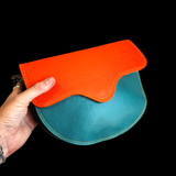 Genuine Leather Half Round Patchwork Handbag / Shoulder Bag