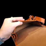 Genuine Leather Large Hand Bag - Brown