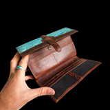 Genuine Leather Purse - Brown Blue Crocodile