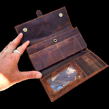 Genuine Leather Purse With Middle Strap - Vintage Brown