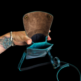 Genuine Leather Shoulder Purse - Aqua