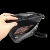 Genuine Leather Shoulder Bag - Black