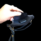 Genuine Leather Vertical Gypsy Shoulder Bag - Black