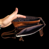 Genuine Leather & Cow Hair Shoulder Bag - Brown