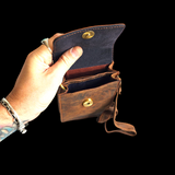 Genuine Leather Shoulder Bag - Vintage Brown