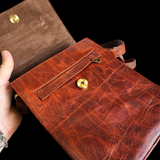 Genuine Leather Shoulder Bag - Vintage Brown
