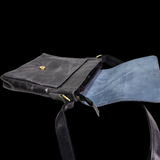 Genuine Leather Shoulder Bag - Vintage Dark Purple / Black