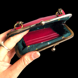 Genuine Leather Shoulder Purse - Pink & Brass