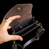 Genuine Leather Small Shoulder Bag - Brown