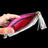 Genuine Leather Snake Print Clutch Purse