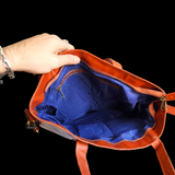 Genuine Large Leather Tote Bag - Brown