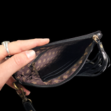 Genuine Leather & Cow Hair Clutch Purse - Black