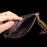 Genuine Leather & Cow Hair Clutch Purse - Brown