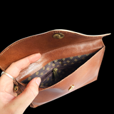Genuine Leather & Cow Hair Clutch Purse - Brown + Cow Hair