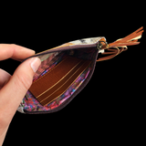 Genuine Leather & Cow Hair Clutch Purse - Tan & Hair